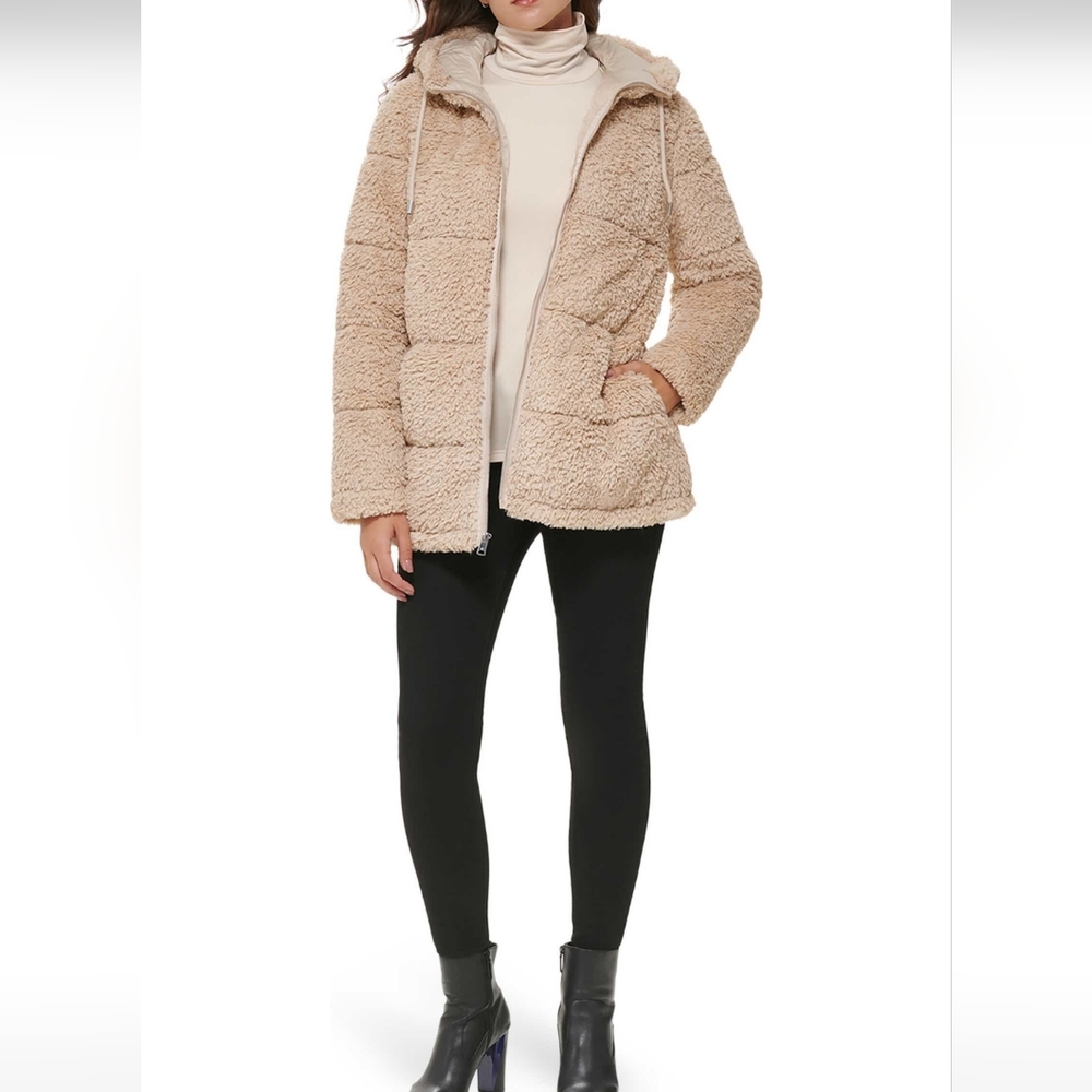 KENNETH COLE NEW YORK Monkey Faux Fur Hooded Puffer Large #448